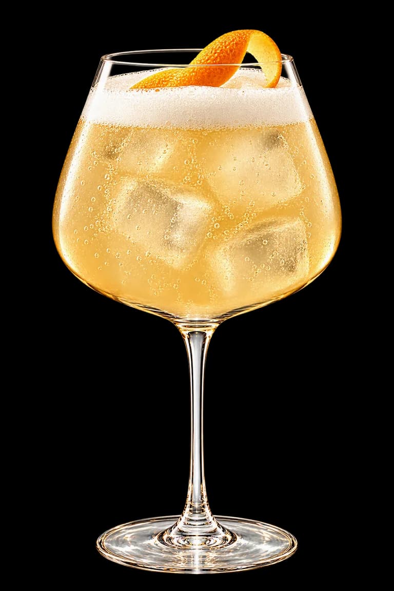 Lo Yerba Tonic con ghiaccio e scorza d’arancia.